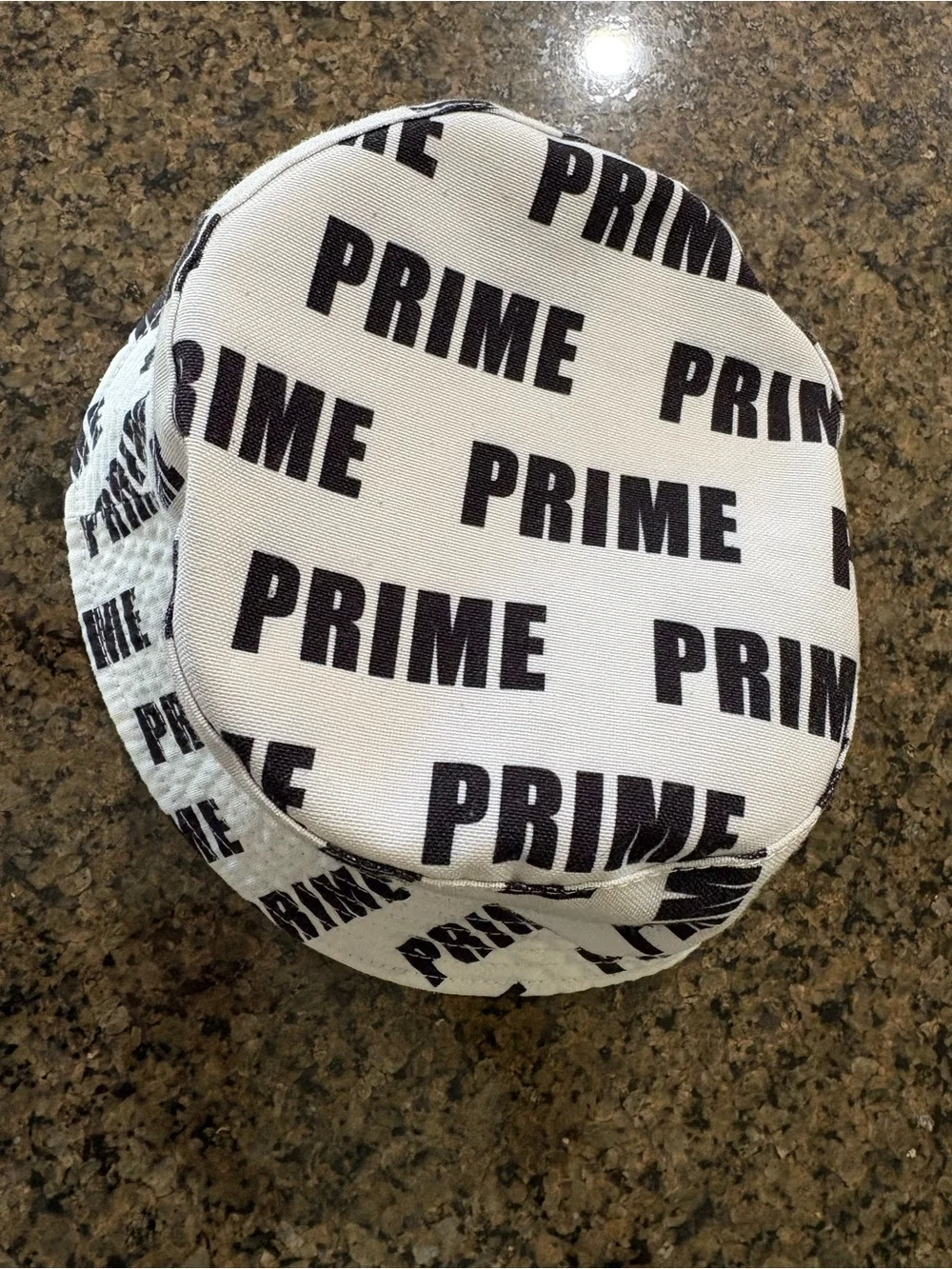 PRIME All Over Logo Bucket Hat White Black Adult Size Large 23” Circumference
